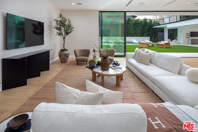 living room featuring light hardwood / wood-style floors