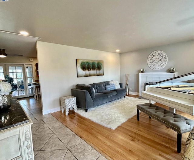 view of tiled living room