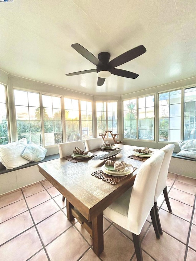 sunroom / solarium with plenty of natural light and ceiling fan