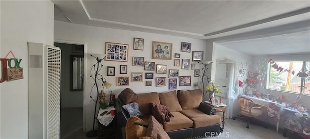 living room with carpet floors