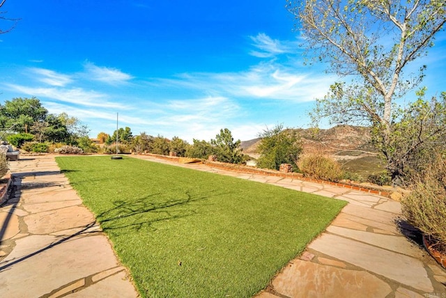 view of yard with a mountain view