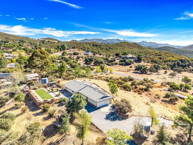 birds eye view of property featuring a mountain view