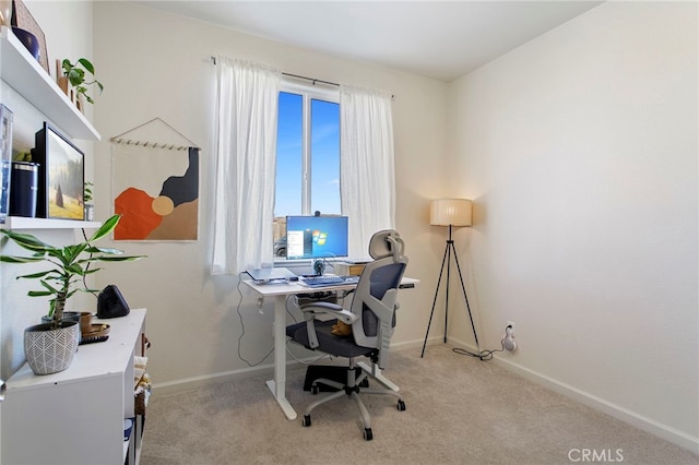 view of carpeted home office