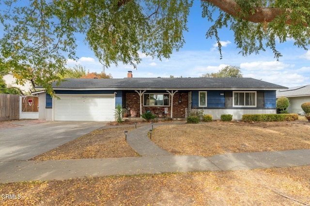 single story home with a garage