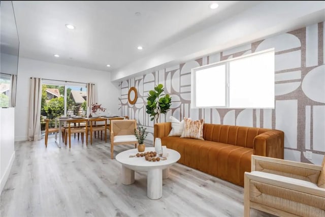 living room with light wood-type flooring