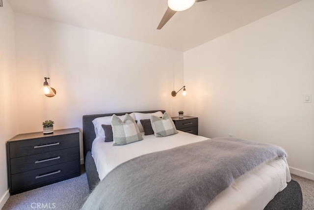 bedroom featuring carpet flooring and ceiling fan