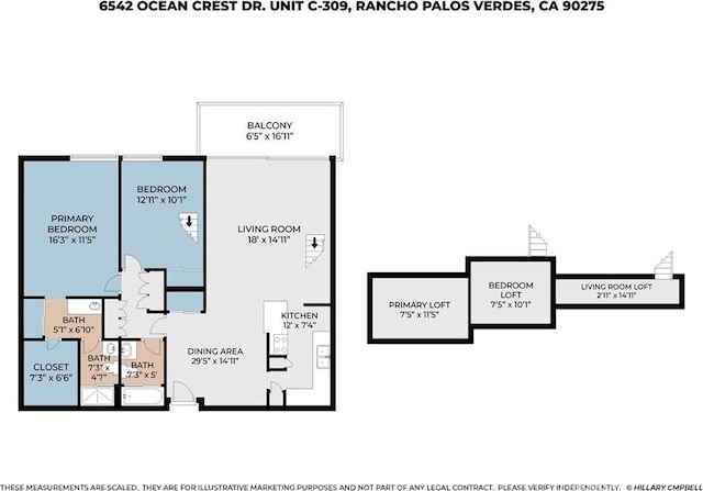6542 Ocean Crest Dr Unit C-309, Rancho Palos Verdes, CA 90275 - view of floor plan / room layout