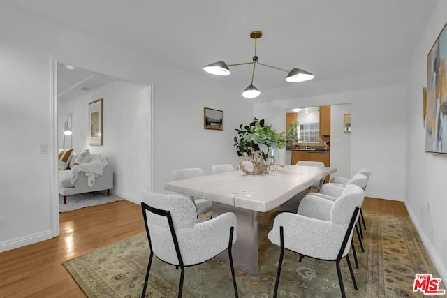 dining area featuring light hardwood / wood-style floors