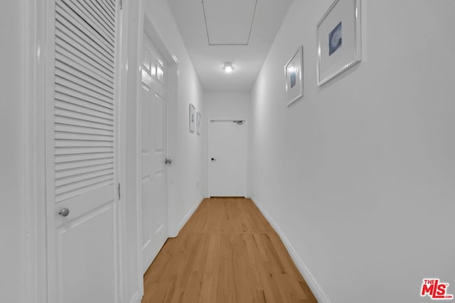 hall featuring light hardwood / wood-style flooring