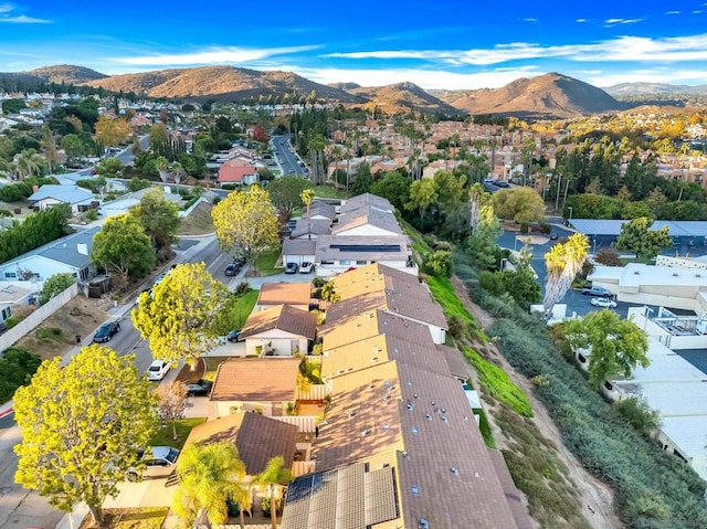 drone / aerial view with a mountain view