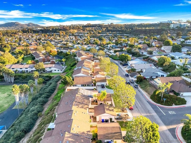 bird's eye view with a mountain view