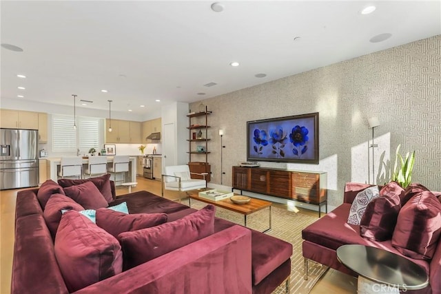 living room featuring light hardwood / wood-style flooring