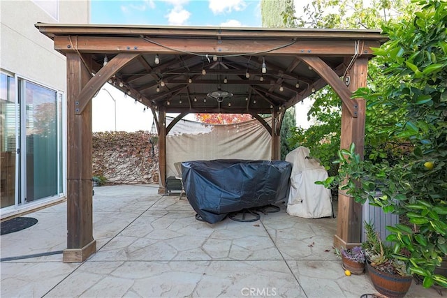 view of patio featuring a gazebo