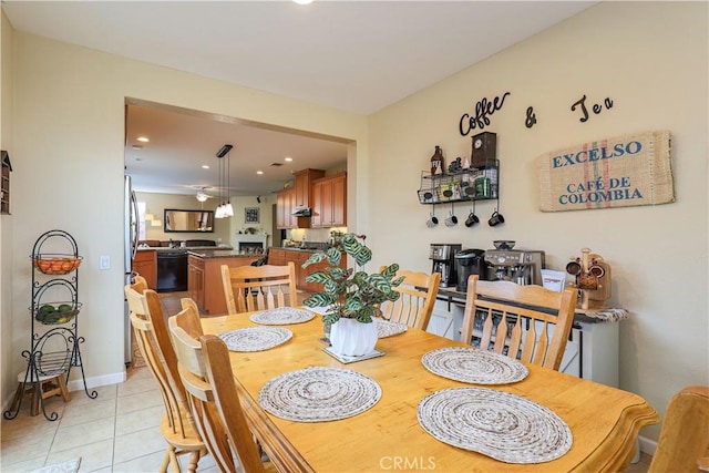 view of tiled dining space