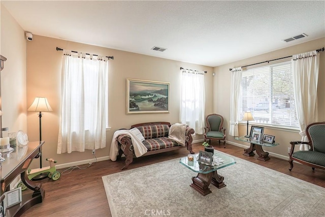 sitting room featuring dark hardwood / wood-style floors