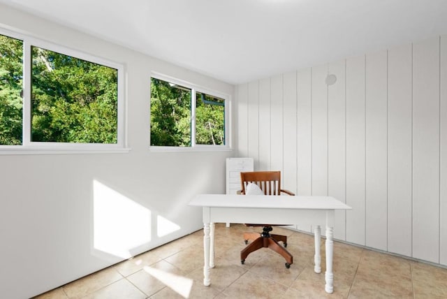 view of tiled home office