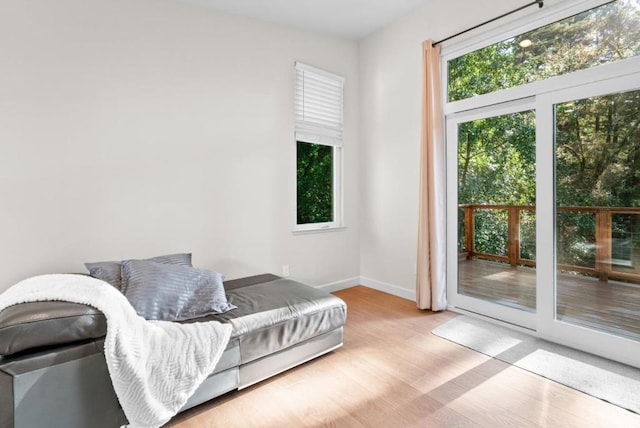 interior space with light hardwood / wood-style flooring