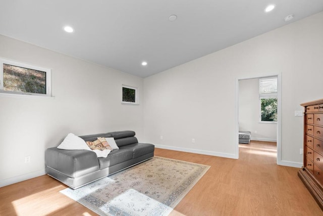 living room featuring light wood-type flooring