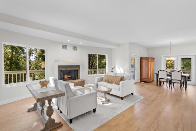 living room with light wood-type flooring