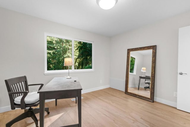 office with light hardwood / wood-style floors