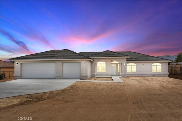 view of front of house with a garage