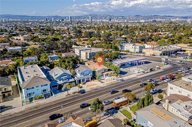 bird's eye view with a mountain view