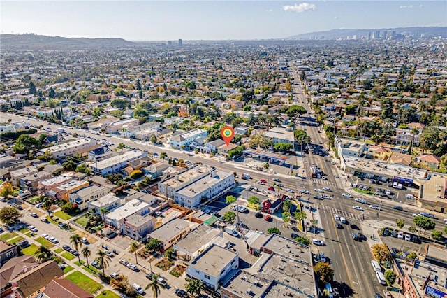 birds eye view of property featuring a mountain view