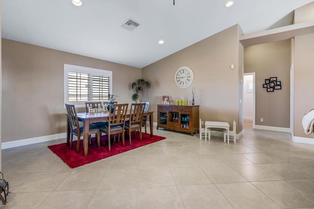 dining room with light tile patterned floors