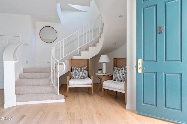 entrance foyer with light wood-type flooring