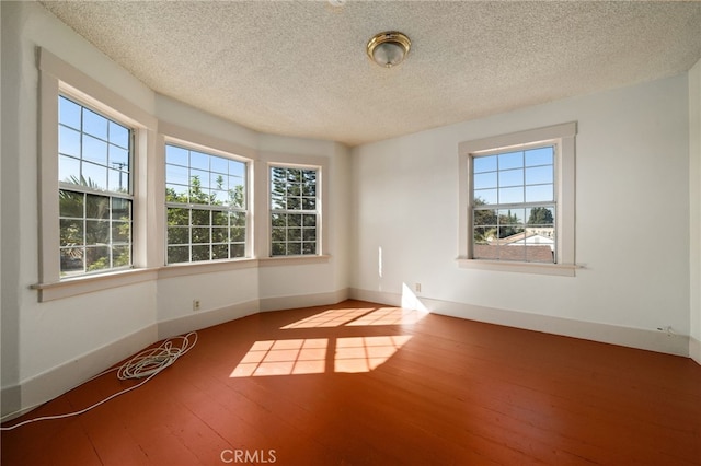 empty room featuring wood-type flooring and a textured ceiling