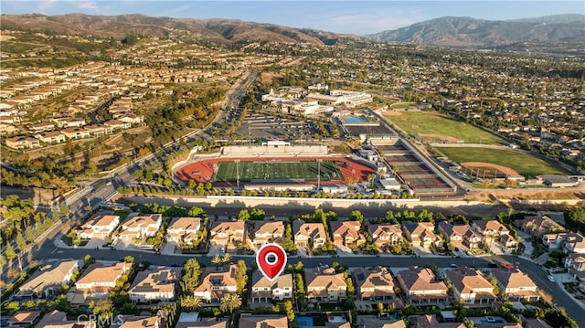 drone / aerial view with a mountain view