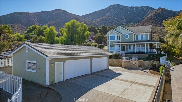 exterior space featuring a mountain view