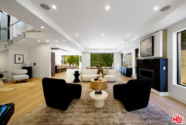 living room featuring light wood-type flooring