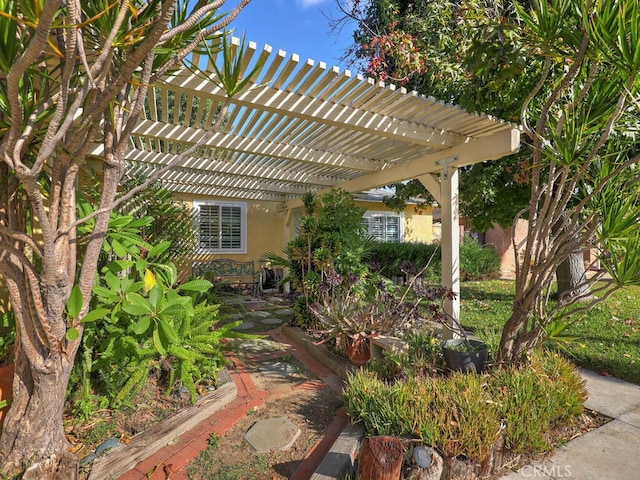 view of patio / terrace featuring a pergola