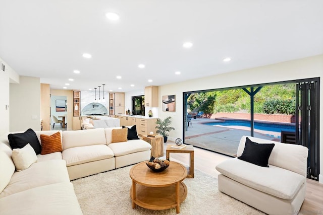 living room featuring light hardwood / wood-style flooring