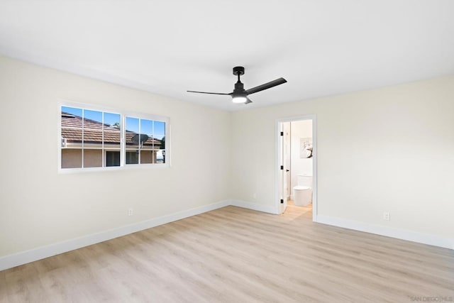 unfurnished room featuring light hardwood / wood-style floors and ceiling fan