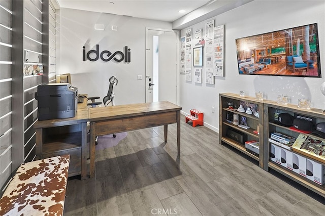 office area featuring hardwood / wood-style flooring