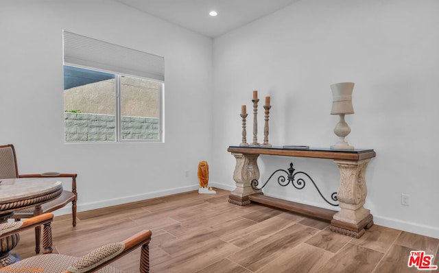 living area featuring light wood-type flooring