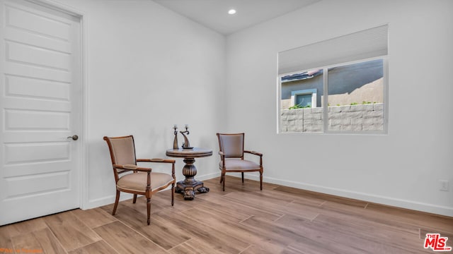 living area with light wood-type flooring