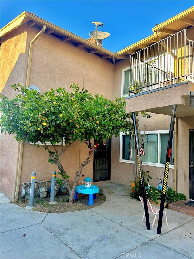 exterior space with a balcony