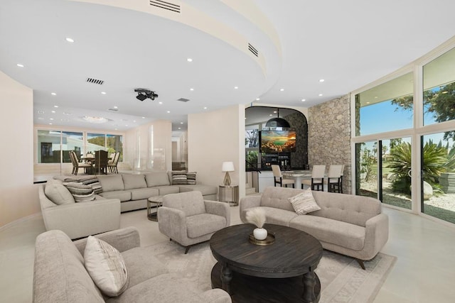 living room with plenty of natural light