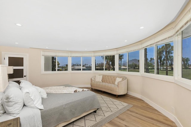 bedroom with light hardwood / wood-style flooring