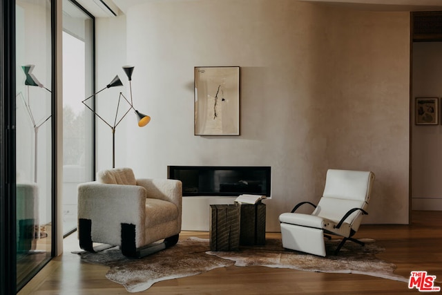 living area featuring light hardwood / wood-style flooring