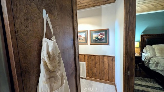 2552 Catalina Dr, Running Springs, CA 92382 - interior space with wood walls, visible vents, and a wainscoted wall