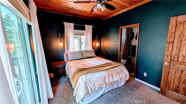 2552 Catalina Dr, Running Springs, CA 92382 - carpeted bedroom with baseboards and wooden ceiling