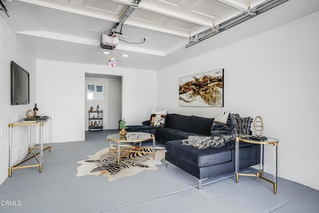 living room with concrete flooring