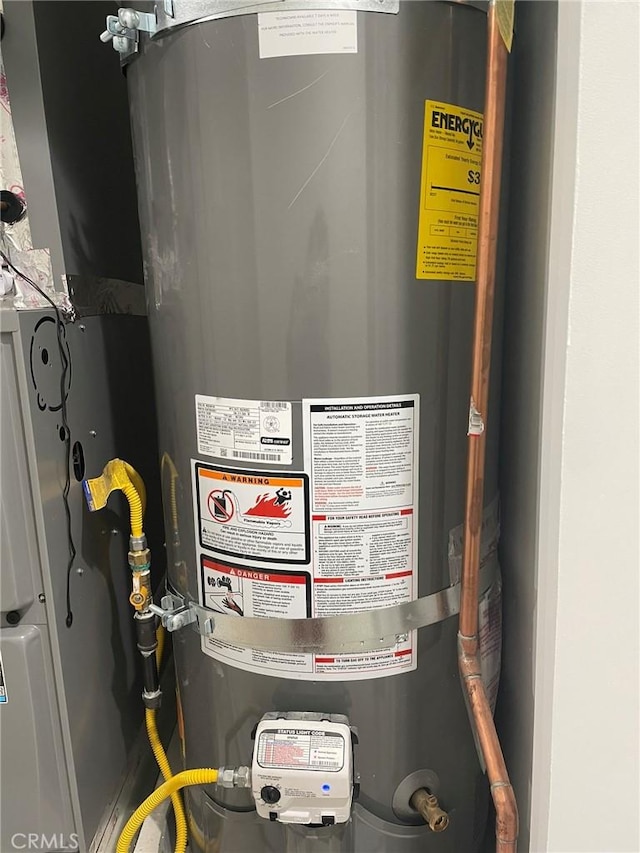 utility room with gas water heater