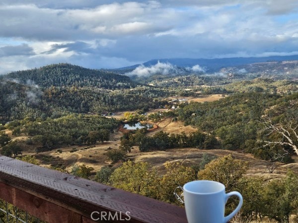 property view of mountains with a wooded view