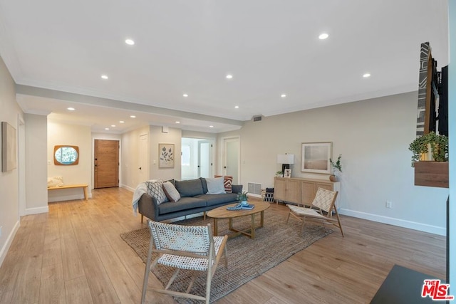 living room with light wood-type flooring