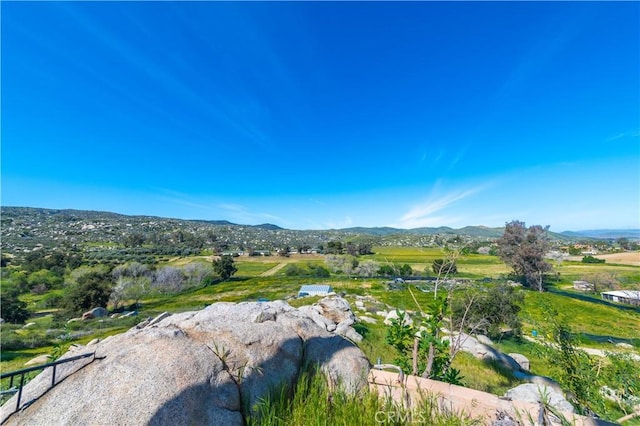 birds eye view of property with a mountain view